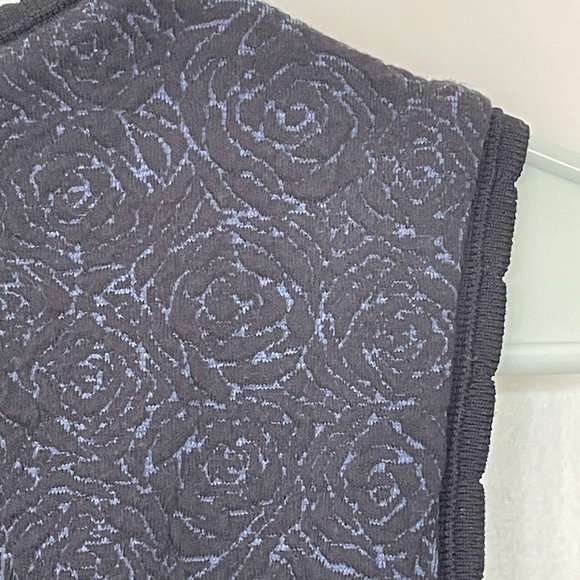 Like New Rebecca Taylor Blue and Black Textured V Neck Knee Length Dress Size 6 - Picture 6 of 7